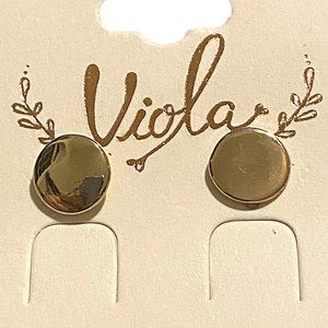 Viola Delicate Golden Button Earrings NEW